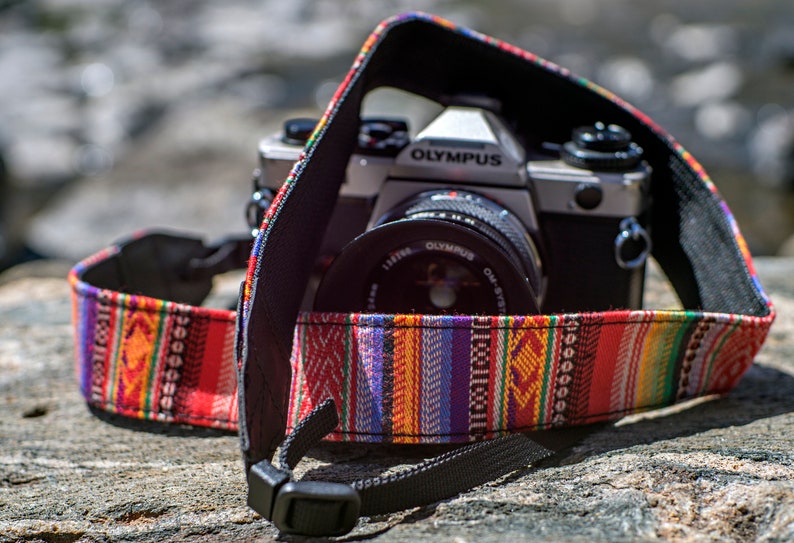 Brand New Red, Blue, and Yellow Patterned Camera Strap for DSLR, Mirrorless, or Film Cameras, 1.5-inches Wide by 50 Inches Long N1 image 6