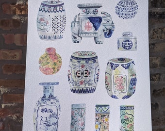 Chinese Porcelain Print | Asian Ceramics | Taiwanese Heirlooms