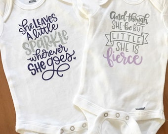 FREE SHIPPING Girl Power Baby bodysuit Pack, baby gift, baby shower, baby girl, coming home outfit,though she be but little she is fierce