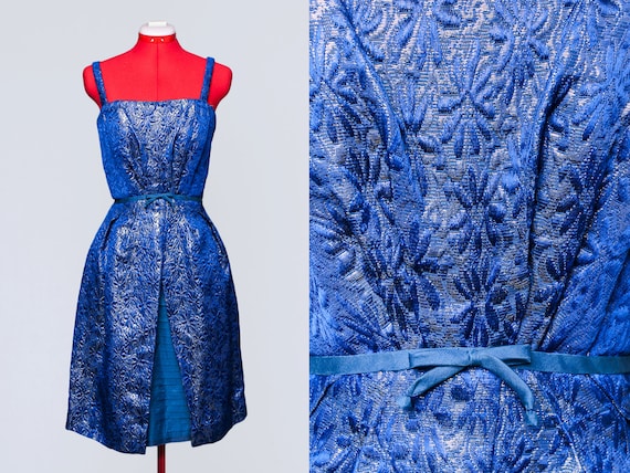 1960s metallic brocade party dress