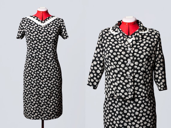 1960s cold rayon dress and jacket set