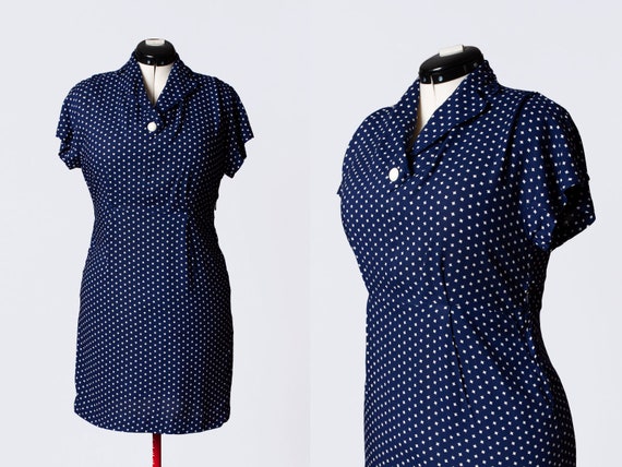 1960s navy blue wiggle dress