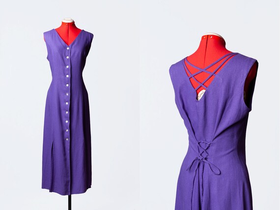 longline violet linen shirtdress
