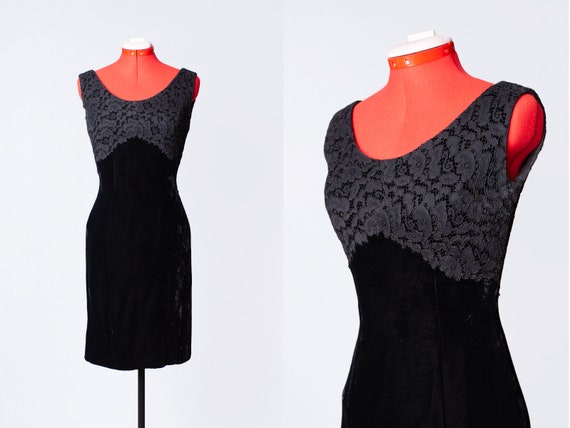 1950s silk velvet and lace dress