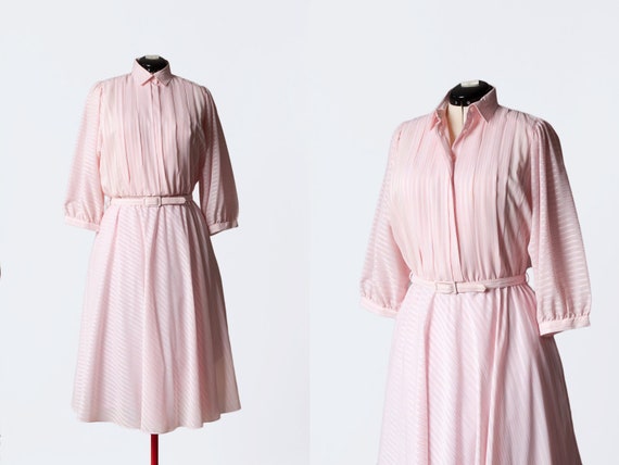 1980s pink striped dress