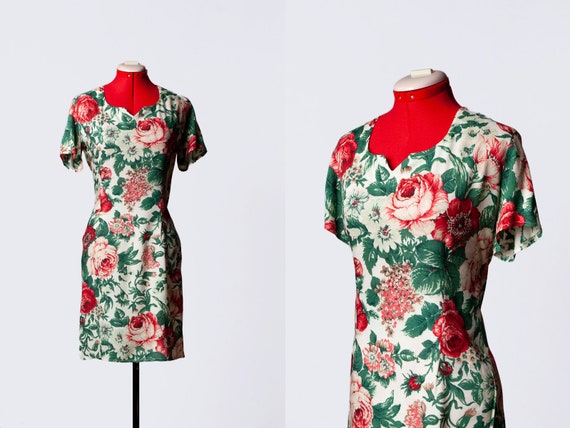 rose print pencil dress