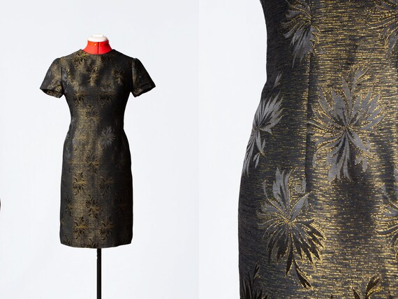 1960s golden brocade dress