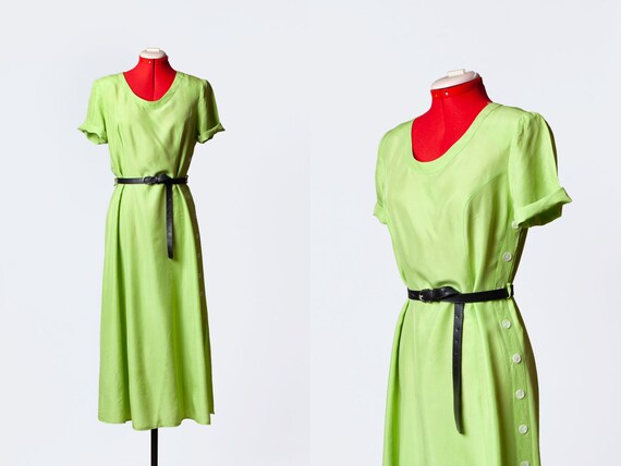 lime green silk dress