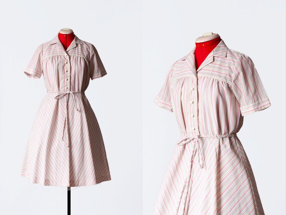 1960s striped shirtdress