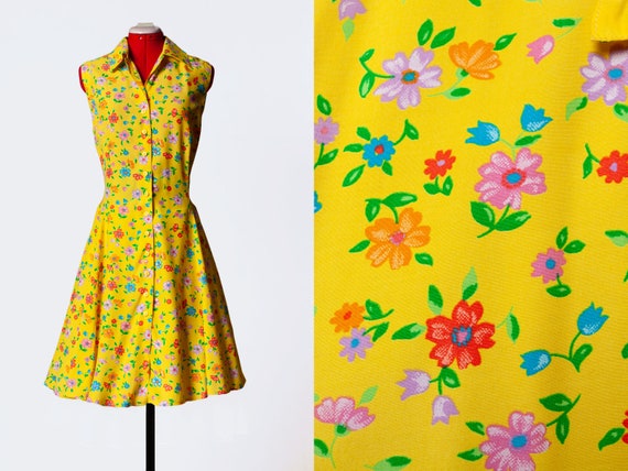yellow floral shirtdress