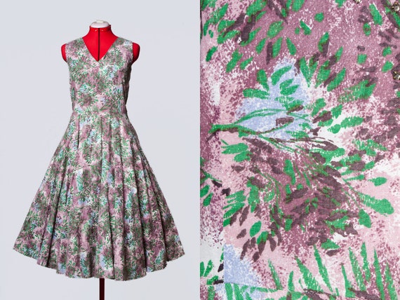 1950s novelty print cotton dress