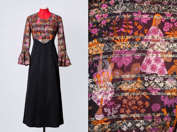 1960s fairytale novelty print dress