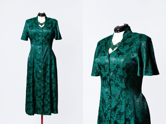 1990s green brocade dress