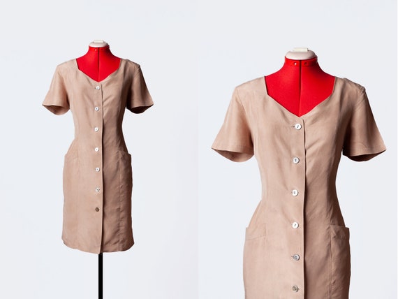 cocoa silk dress with pockets