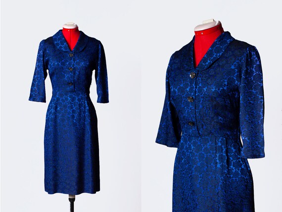1950s silk brocade evening dress
