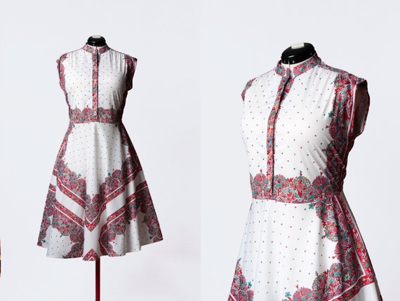 plus size border print dress with pockets