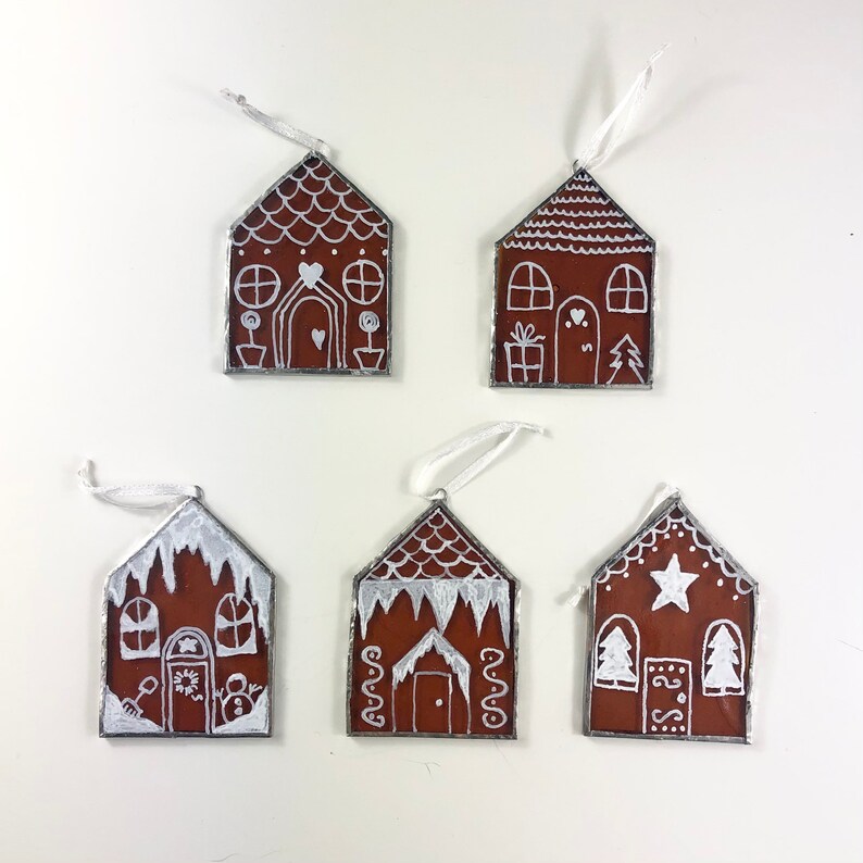 Gingerbread House Window Decoration Painted Stained Glass Etsy