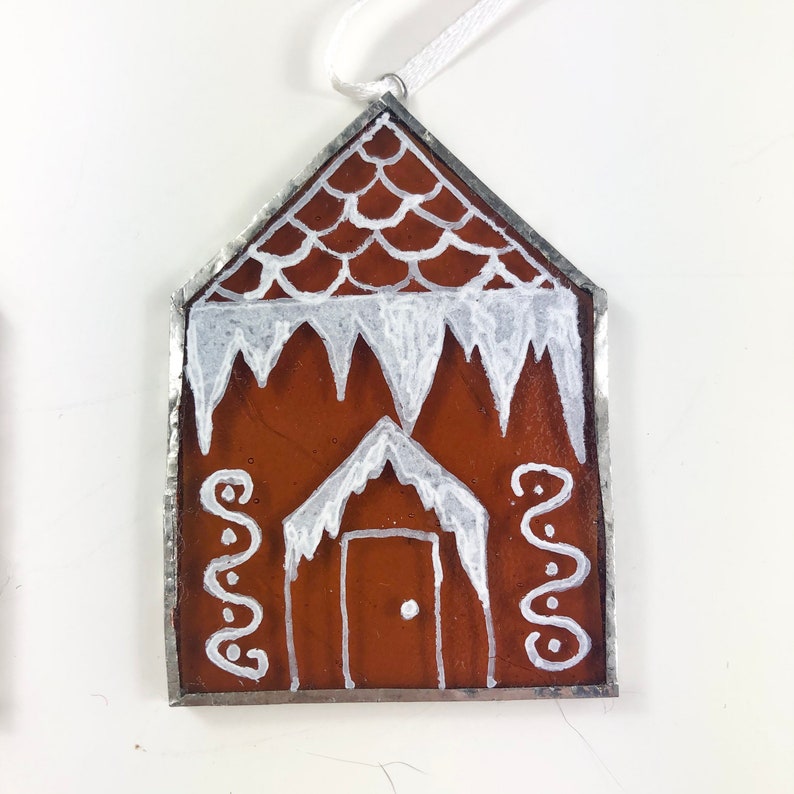 Gingerbread House Window Decoration Painted Stained Glass Etsy