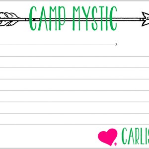 Camp Mystic ARROW Briefpapier + Briefumschlag Adresswahl DIGITALE DATEIEN