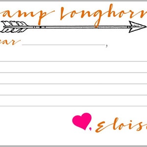 Camp Longhorn ARROW Stationery + Envelope Return Address DIGITAL FILES