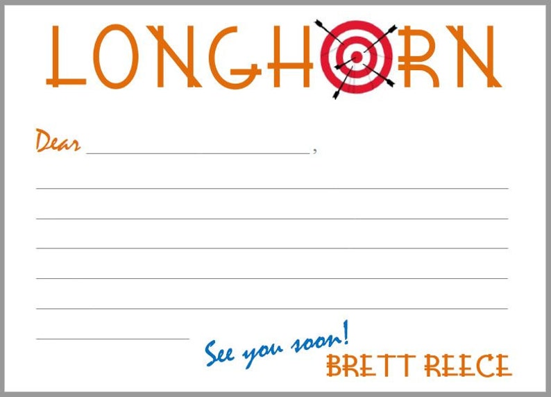 Camp Longhorn BULLSEYE Stationery Envelope Return Address Etsy