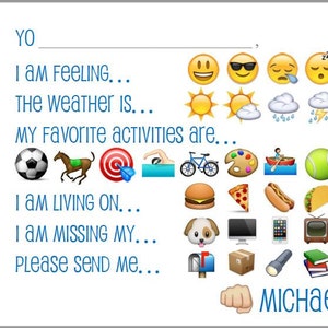 Camp EMOJI Stationery + Envelope Return Address DIGITAL FILES