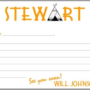 Camp Stewart TEEPEE Papelería + Sobre Dirección de Devolución ARCHIVOS DIGITALES