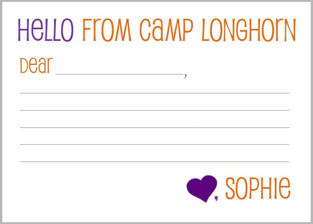 Camp Longhorn HELLO Stationery Envelope Return Address Etsy