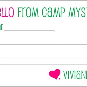 Camp Mystic HELLO Briefpapier + Briefumschlag Adressrückgabe DIGITALE DATEIEN