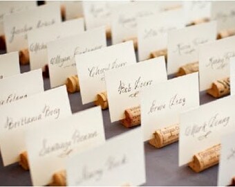 Wine Cork Place Card Holders- Wine Wedding, Vineyard Wedding, Escort Card Holders, Bridal Shower, Upcycled Wine Corks, Wedding Favors