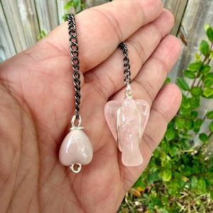 Handmade Angel Rose Quartz Pendulum: Reiki Dowsing Tool