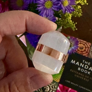 Copper-Infused Selenite Cylinder: Cleansing Crystal Ball for Energy Healing