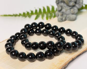 Black Tourmaline Bracelet | 10mm Protection Crystal, Unisex Jewelry