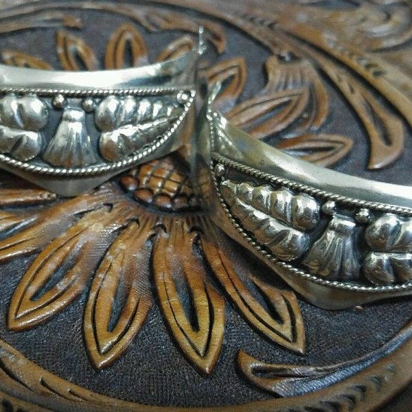vintage Western cowboy boot heel guards decorative sterling silver plated