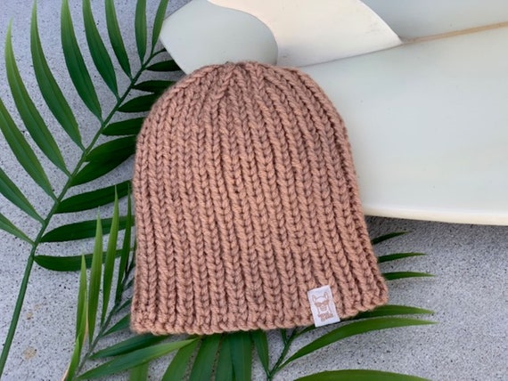 Stylie - Unisex Hand Knit Beanie, Almond, Chunky Ribbed Knit  display picture 2