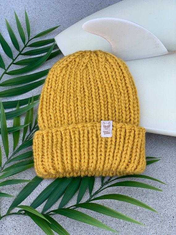 Chunky Ribbed Hand Knit Beanie Stylie - Unisex Hand Knit Beanie, Coral, Chunky Ribbed Knit  main image 2