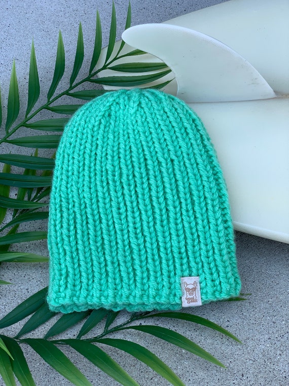 Chunky Ribbed Hand Knit Beanie Stylie - Unisex Hand Knit Beanie, Coral, Chunky Ribbed Knit  main image 4