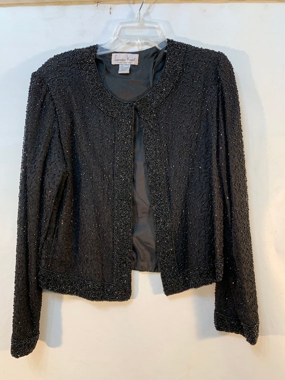 Laurence Kazar Silk Formal Beaded Cocktail Jacket siz… - Gem
