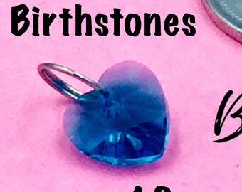1pc or BULKS 10mm Glass Crystal Heart Birthstone, Findings Jewelry Making, Wholesale Supplies Do It Yourself, Valentine Charm birthstone