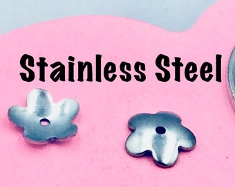 100pcs Floral Bead Caps, 316L Stainless Steel, Jewelry Making (6mm and 8mm)