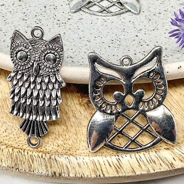 10 pièces de fournitures de bijoux hibou, pendentif hibou, breloque résultats de connecteur, fournitures de loisirs créatifs quincaillerie, fabrication de bijoux, kit de fournitures créatives, oiseau animal