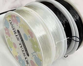 Elastic Beading Cord – Clear or Black, Jewelry Stretch String (0.6-1.0mm)
