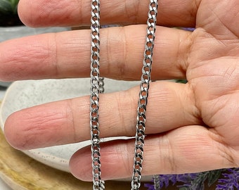3.5mm Stainless Steel Curb Chain Necklace, unwelded links