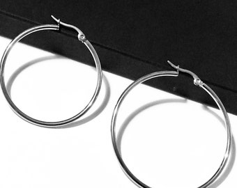 Créoles en acier inoxydable 316L, bijoux fins et minimalistes