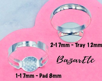 6PCS Adjustable Silver Plated Ring Blanks, 6pcs DIY Jewelry Supplies