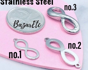 Breloque maillons infini en acier inoxydable, Fournitures pour fabrication de bijoux, 3 pièces