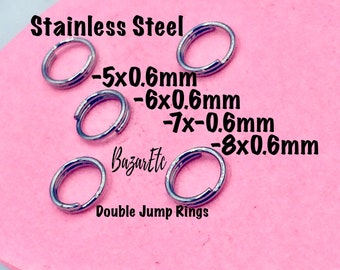100pcs Stainless Steel Double Loop Jump Rings, DIY Jewelry Making (5-8mm)