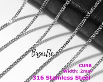Chaîne gourmette en acier inoxydable de 5 x 3 mm : fournitures de bijoux pour collier à maillons torsadés