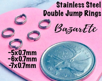 Stainless Steel Double Jump Rings 5-7mm, Jewelry Making Supplies
