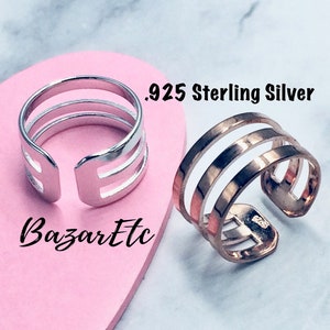 925 Sterling Silver 3 Band RINGS Blank Stamped jewelry Supplies Findings Round Do It Yourself DIY Wholesale Stacking Band Stamped Ring